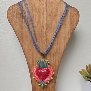 Colorful Sacred Heart Necklace